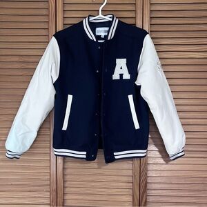Varsity Core Preppy Retro Navy/White Letterman Bomber Jacket Boys-Size 10/12
